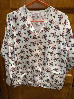 Scrub Jacket Jasco Uniform Santa Claus Christmas Tree Size Small Medical Dental